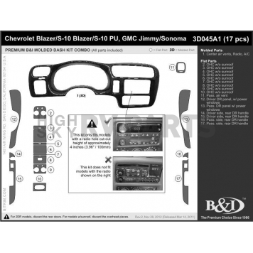 B & I Fender Dash Panel Trim 3D045A1SDB-1