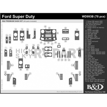 B & I Fender Dash Panel Trim WD993BCF1-1