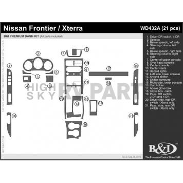 B & I Fender Dash Panel Trim WD432ADCF