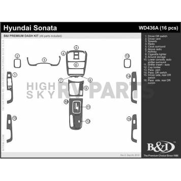 B & I Fender Dash Panel Trim WD436ASNB-1