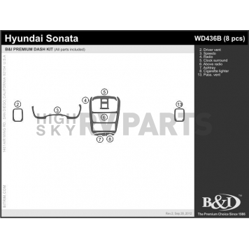 B & I Fender Dash Panel Trim WD436BDRW-2