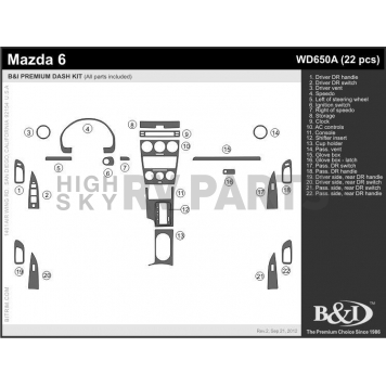 B & I Fender Dash Panel Trim WD650ASDB-1