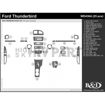 B & I Fender Dash Panel Trim WD438ASDB
