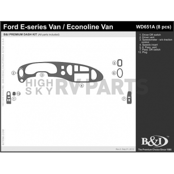 B & I Fender Dash Panel Trim WD651ASA2-1