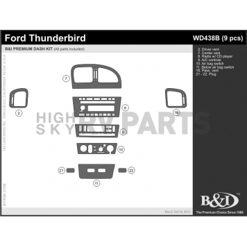 B & I Fender Dash Panel Trim WD438BRBA