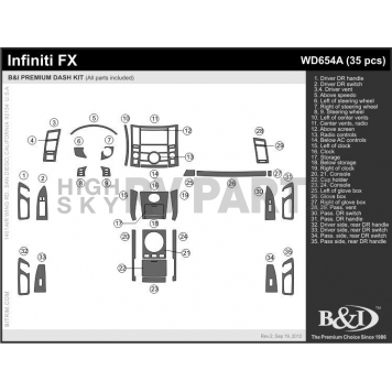 B & I Fender Dash Panel Trim WD654ASDB