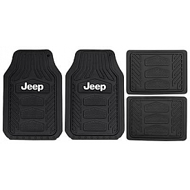 Plasticolor Floor Mat - Universal Rubber White Jeep Logo Set of 4 - 001668R01