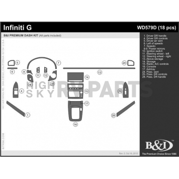 B & I Fender Dash Panel Trim WD579DRBA-1