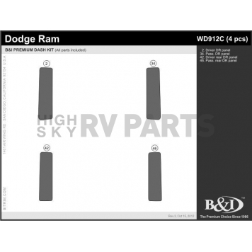 B & I Fender Dash Panel Trim WD912C