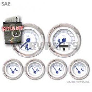 Aurora Instuments Gauge Face Overlay - Fiber White Daytime Color/ Blue Letter Color - 1571