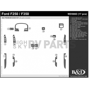B & I Fender Dash Panel Trim WD566DSFX