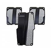 NRG Innovations Accelerator and Brake Pedal Pad Set - Aluminum Black With Silver Carbon - PDL100BK