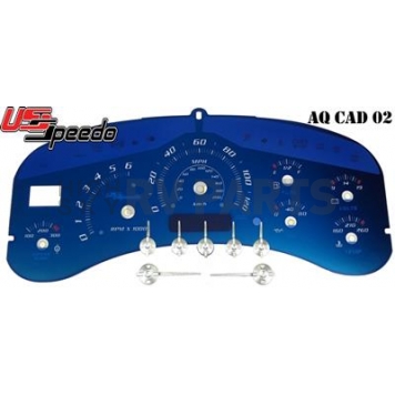 US Speedo Gauge Face Overlay - Blue Daytime Color/ White Letter Color - AQCAD02