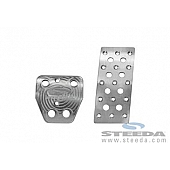 Steeda Autosports Accelerator and Brake Pedal Pad Set - Aluminum Silver - 5551271