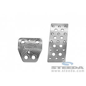 Steeda Autosports Accelerator and Brake Pedal Pad Set - Aluminum Silver - 5551271