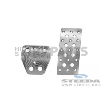 Steeda Autosports Accelerator and Brake Pedal Pad Set - Aluminum Silver - 5551271