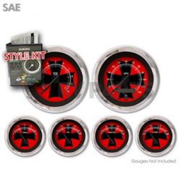 Aurora Instuments Gauge Face Overlay - Fiber Red Daytime Color/ White Letter Color - 1626