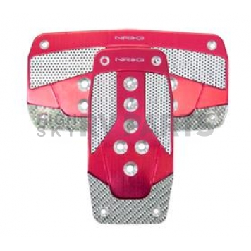NRG Innovations Accelerator and Brake Pedal Pad Set - Aluminum Red With Silver Carbon - PDL450RD