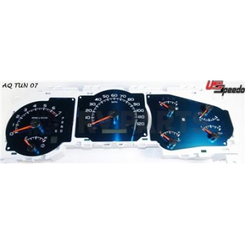 US Speedo Gauge Face Overlay - Blue Daytime Color/ White Letter Color - AQTUN07