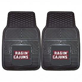 Fan Mat Floor Mat - Universal Fit Black Vinyl Set of 2 - 13929