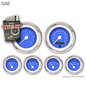 Aurora Instuments Gauge Face Overlay - Fiber Blue Daytime Color/ White Letter Color - 1175
