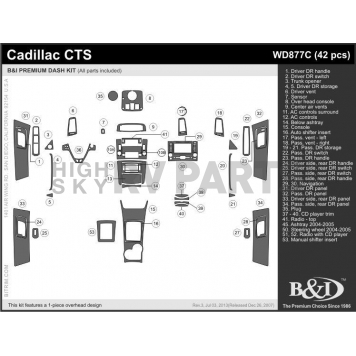 B & I Fender Dash Panel Trim WD877CDRW-1