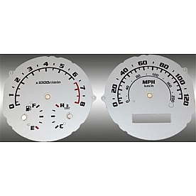 US Speedo Gauge Face Overlay - Silver Daytime Color/ Black Letter Color - AVE062