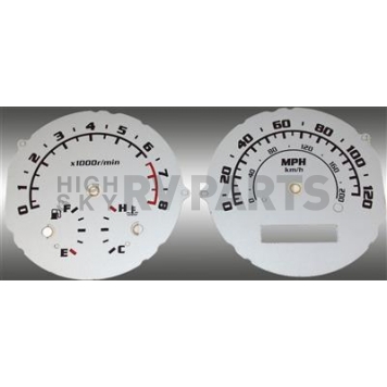 US Speedo Gauge Face Overlay - Silver Daytime Color/ Black Letter Color - AVE062