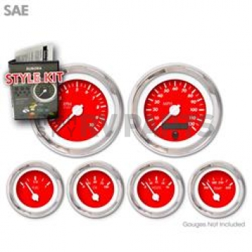 Aurora Instuments Gauge Face Overlay - Fiber Red Daytime Color/ White Letter Color - 1208