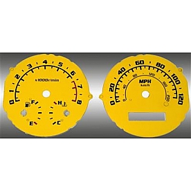 US Speedo Gauge Face Overlay - Yellow Daytime Color/ Black Letter Color - AVE063