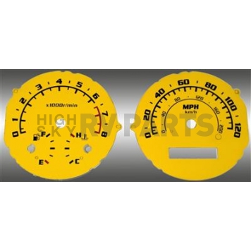US Speedo Gauge Face Overlay - Yellow Daytime Color/ Black Letter Color - AVE063