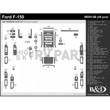 B & I Fender Dash Panel Trim WD913BDEB
