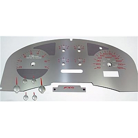 US Speedo Gauge Face Overlay - Silver Daytime Color/ Red Letter Color - SSF14R