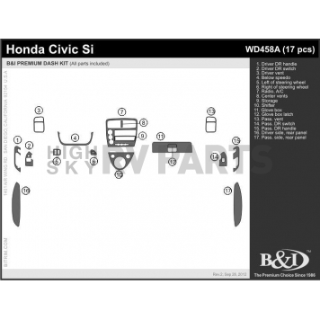 B & I Fender Dash Panel Trim WD458ACF1-1