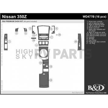 B & I Fender Dash Panel Trim WD477BSPS