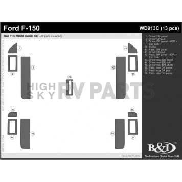 B & I Fender Dash Panel Trim WD913CSPS-1
