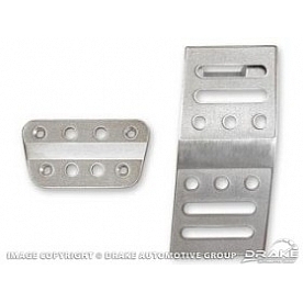 Drake Automotive Accelerator and Brake Pedal Pad Set - Aluminum Silver - Z24579735A