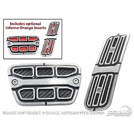 Drake Automotive Accelerator and Brake Pedal Pad Set - Aluminum And Carbon Fiber Silver - CA180005A