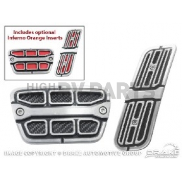 Drake Automotive Accelerator and Brake Pedal Pad Set - Aluminum And Carbon Fiber Silver - CA180005A