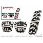 Drake Automotive Accelerator and Brake Pedal Pad Set - Aluminum And Carbon Fiber Silver - CA180005M