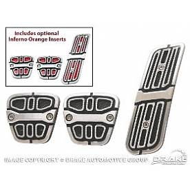 Drake Automotive Accelerator and Brake Pedal Pad Set - Aluminum And Carbon Fiber Silver - CA180005M