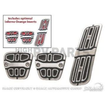 Drake Automotive Accelerator and Brake Pedal Pad Set - Aluminum And Carbon Fiber Silver - CA180005M