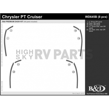 B & I Fender Dash Panel Trim WD645BSDB-1