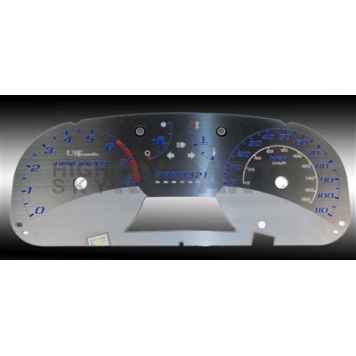 US Speedo Gauge Face Overlay - Silver Daytime Color/ White Letter Color - SSGM28W