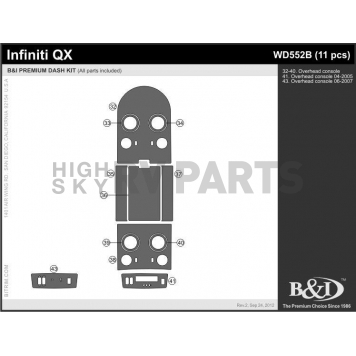 B & I Fender Dash Panel Trim WD552BIQ-1