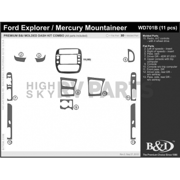 B & I Fender Dash Panel Trim WD701BDCF-1