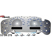 US Speedo Gauge Face Overlay - Silver Daytime Color/ Blue Letter Color - SSGM27B