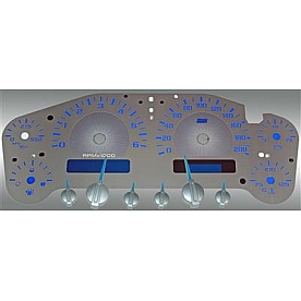 US Speedo Gauge Face Overlay - Silver Daytime Color/ Blue Letter Color - SSGM27BK
