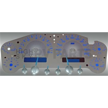 US Speedo Gauge Face Overlay - Silver Daytime Color/ Blue Letter Color - SSGM27BK