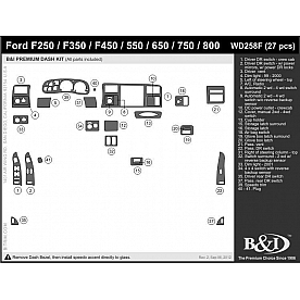 B & I Fender Dash Panel Trim WF258FCF1